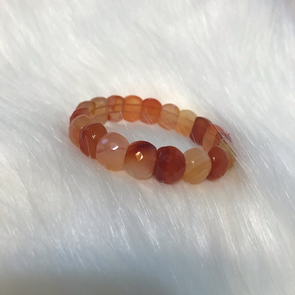 Orange Selenite Stone & Glass Bead Bracelet